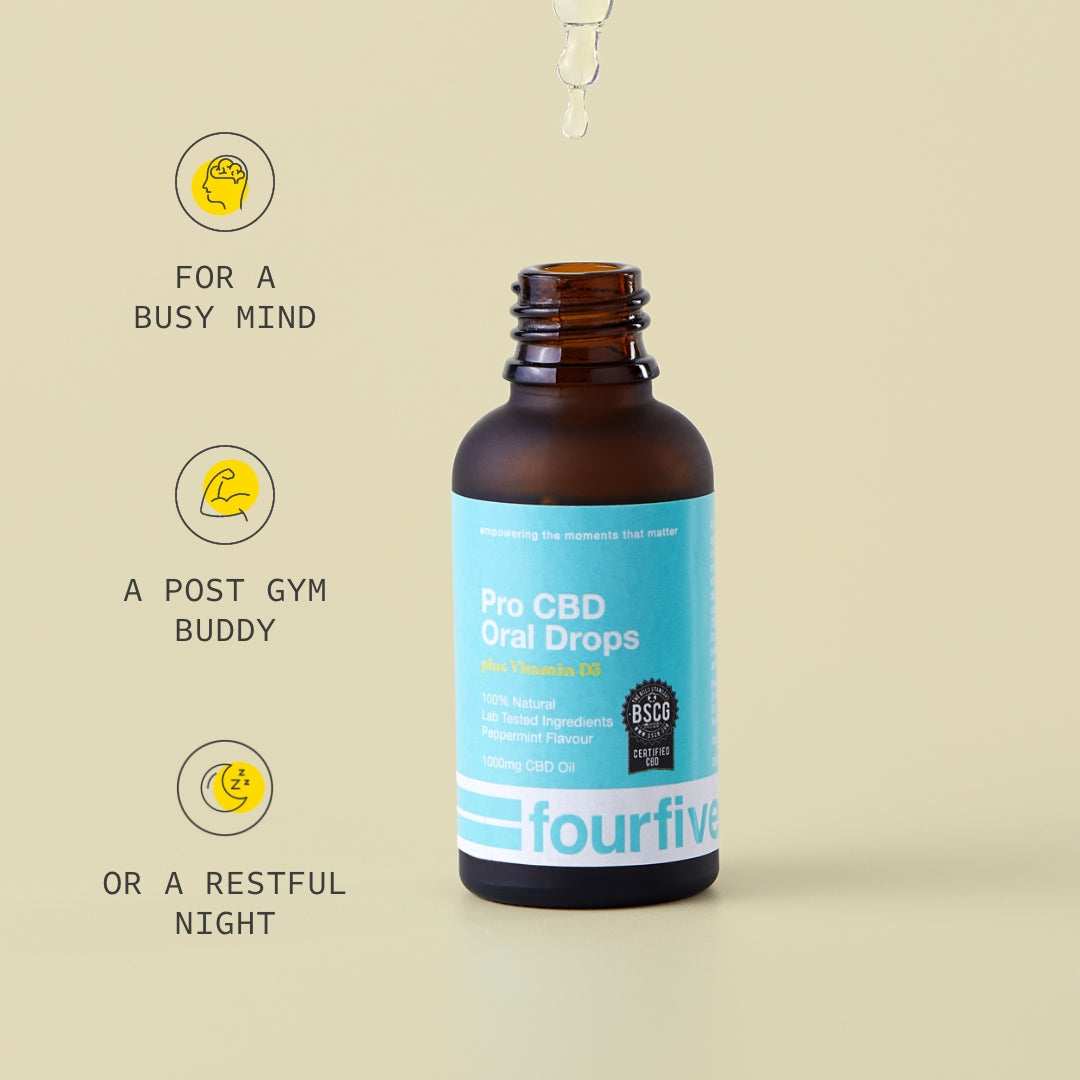 bottle of Pro CBD Oral Drops by fourfive